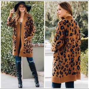 Leopard Print Cardigan Sweater